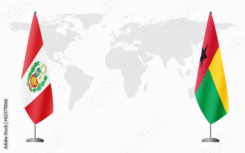 Peru and Guinea Bissau flags for official meeting