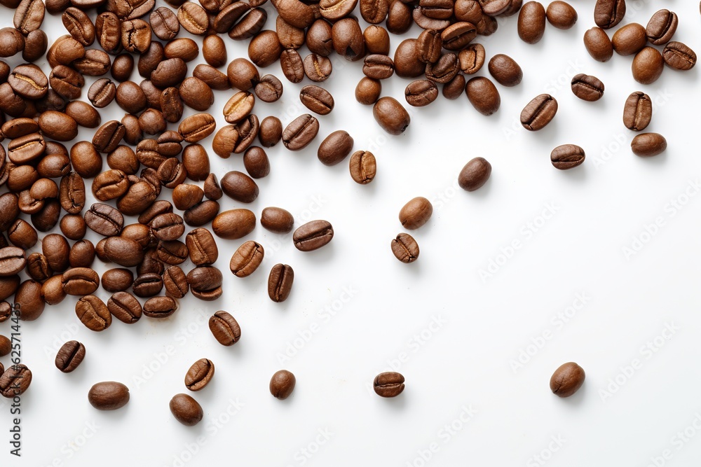 Obraz premium Coffee beans isolated on white background with copyspace for text