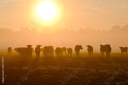 sunrise with cows