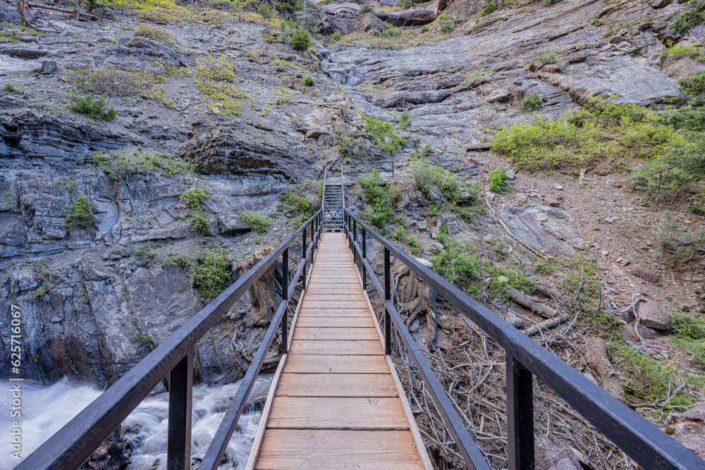 Fototapeta premium Sunny view of creek landscape around Ouray