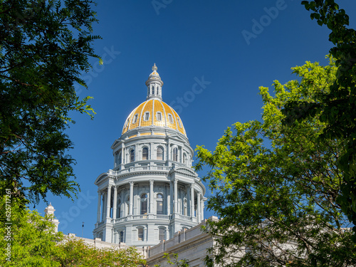 Sunny exterior view of The Colorado State Capitol