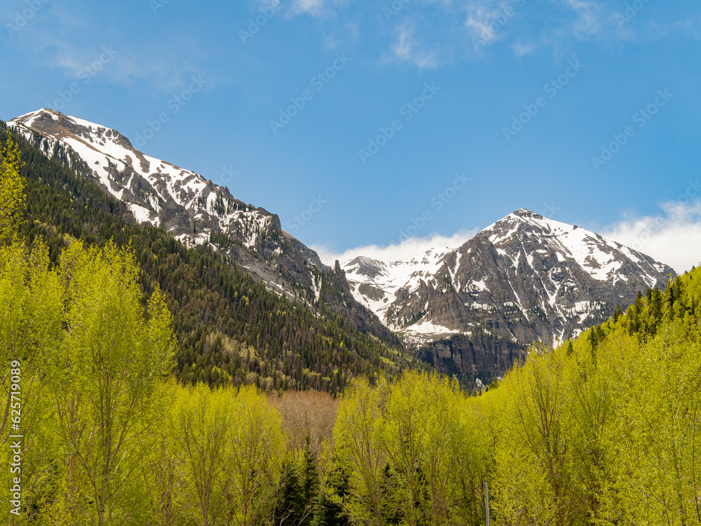 Sunny view of the mountain landscape around Telluride