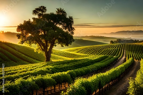 vineyard at sunset