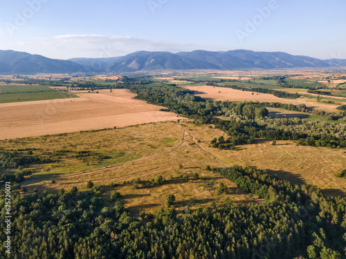 Aerial Sunset view of  Zhrebchevo Reservoir, Bulgaria photo