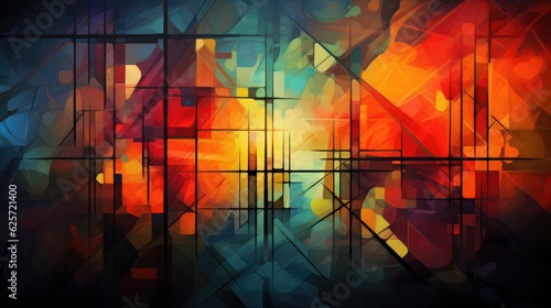 Abstract art with colorful shapes and patterns created by Generative AI