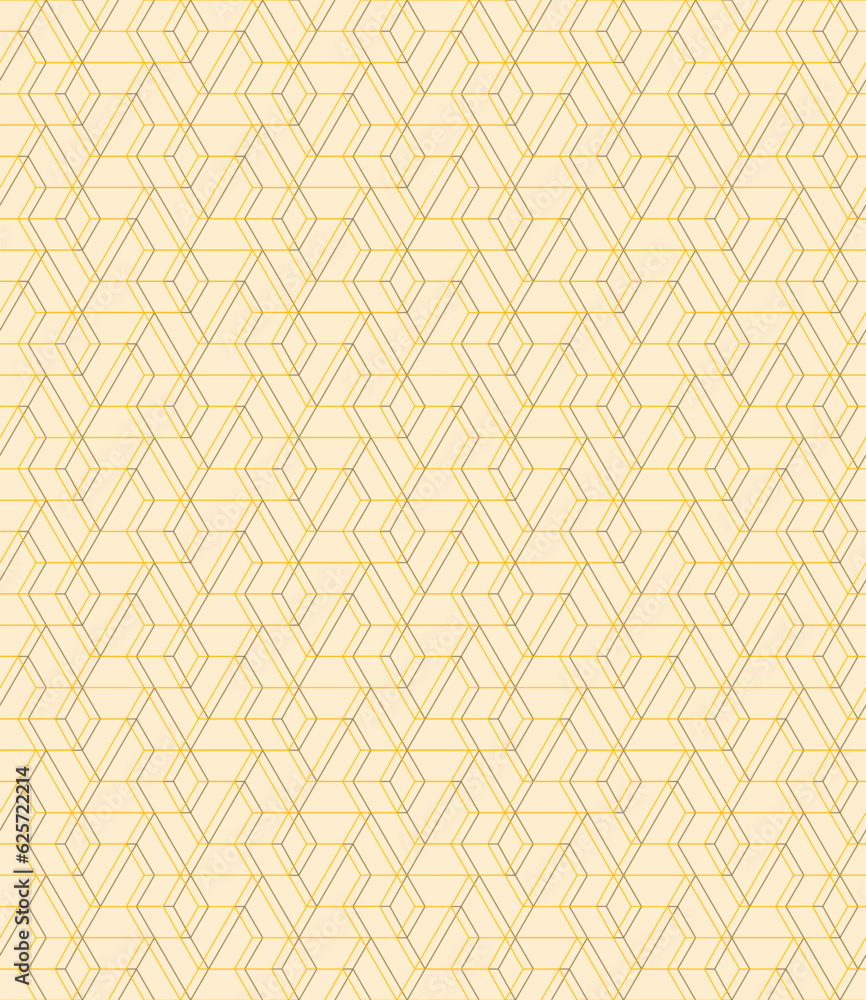 Naklejka premium Vector seamless linear pattern with rhombuses. Abstract geometric low poly background. Stylish hexagon grid texture.