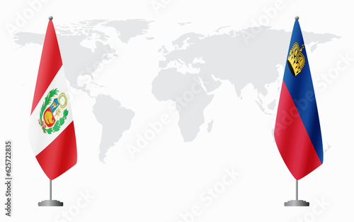 Peru and Liechtenstein flags for official meeting