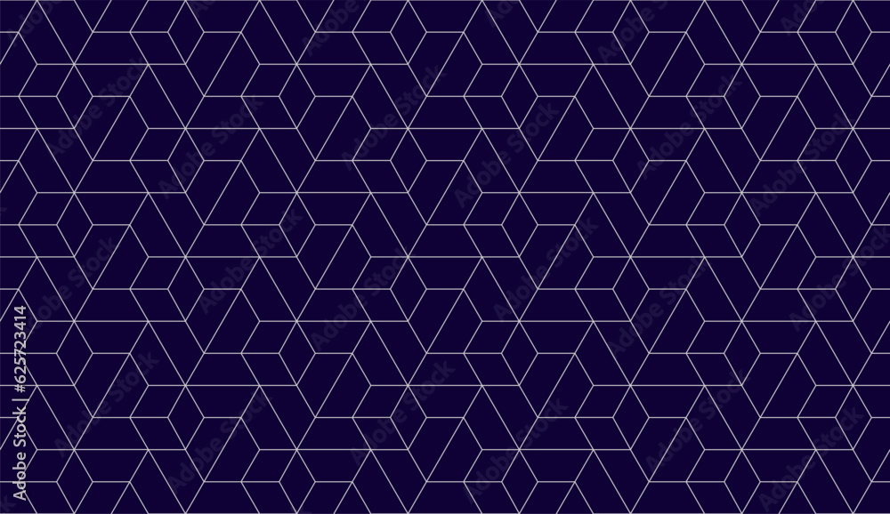 Fototapeta premium Vector seamless linear pattern with rhombuses. Abstract geometric low poly background. Stylish hexagon grid texture.