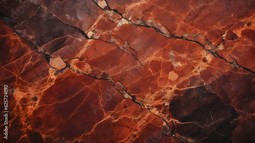 Rotbraune Felsstruktur. Rissige Bergoberfläche. Nahaufnahme. Steinhintergrund mit Platz für Design © Daniel