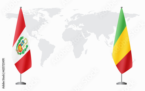 Peru and Mali flags for official meeting