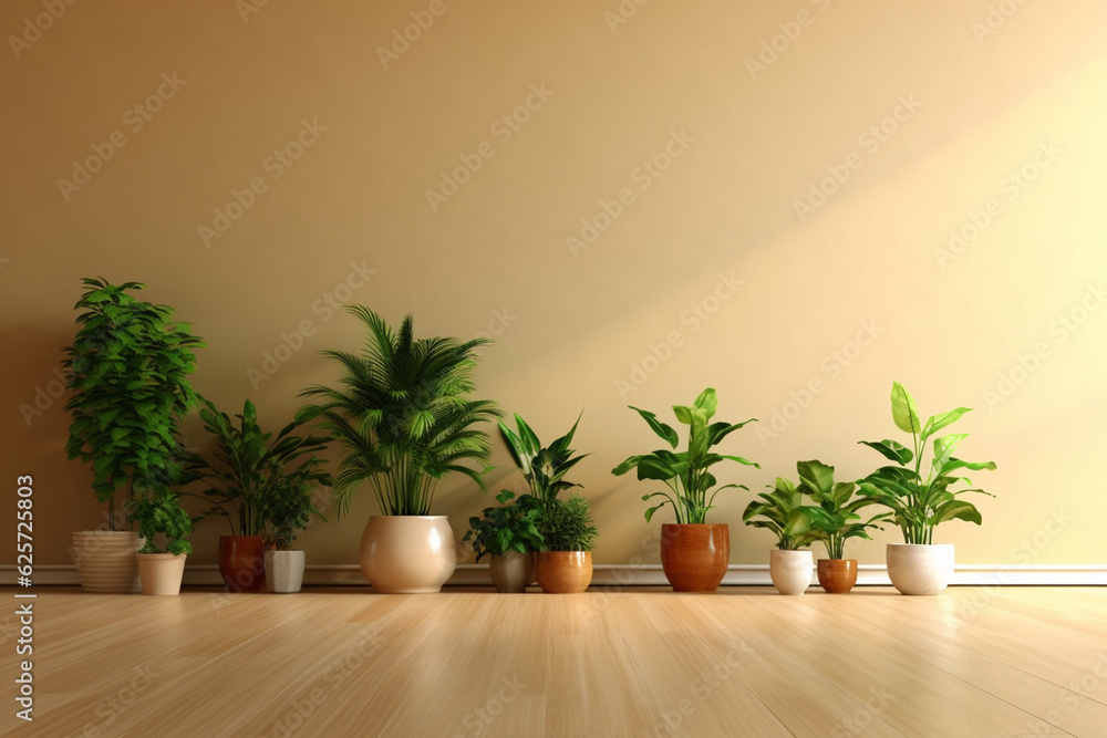 3d render of a living room interior with plants in pots. 3d render of a living room interior with plants in pots.