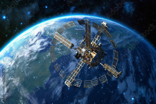 Satellite in space. Elements of this image furnished by NASA.