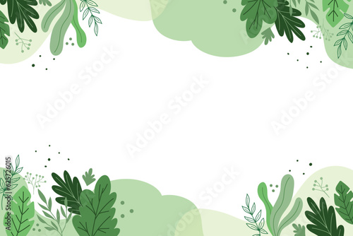 Presentation Background with tropical leaf plant on green background vector design.