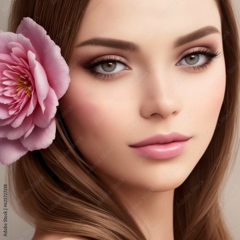 beautiful woman with flowers for advertising perfumes or cosmetics beautiful woman with flowers for advertising perfumes or cosmetics