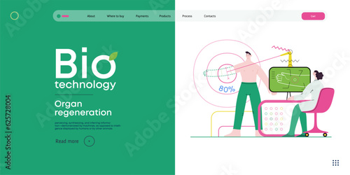 Bio Technology, Organ regeneration -modern flat vector concept illustration of a hand regenerating, futuristic technology. Metaphor of regenerative medicine and the body's ability to self-repair