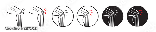 Arthritis pain icon set. knee bone joint pain vector symbol for mobile app, and website UI design.