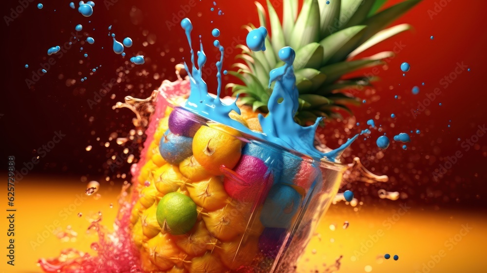 Alcoholic Cocktail isolated on a bright background. Colorful Alcoholic Cocktail with a copy space. Splash. Colorful Alcoholic Cocktail with Fruits and Berries. Drinks. Made With Generative AI.