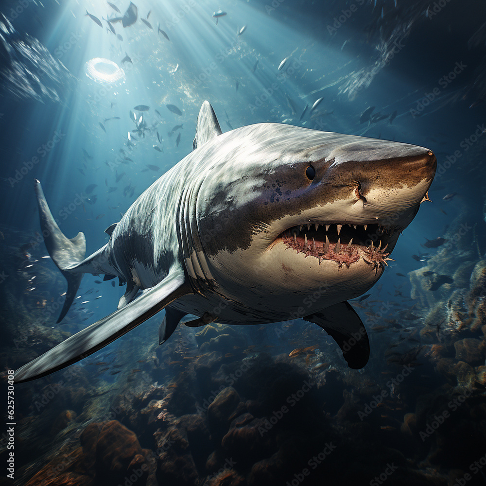 Fototapeta premium An energetic and majestic shark art