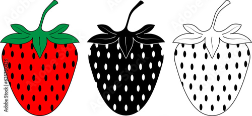 outline silhouette strawberry fruits icon set