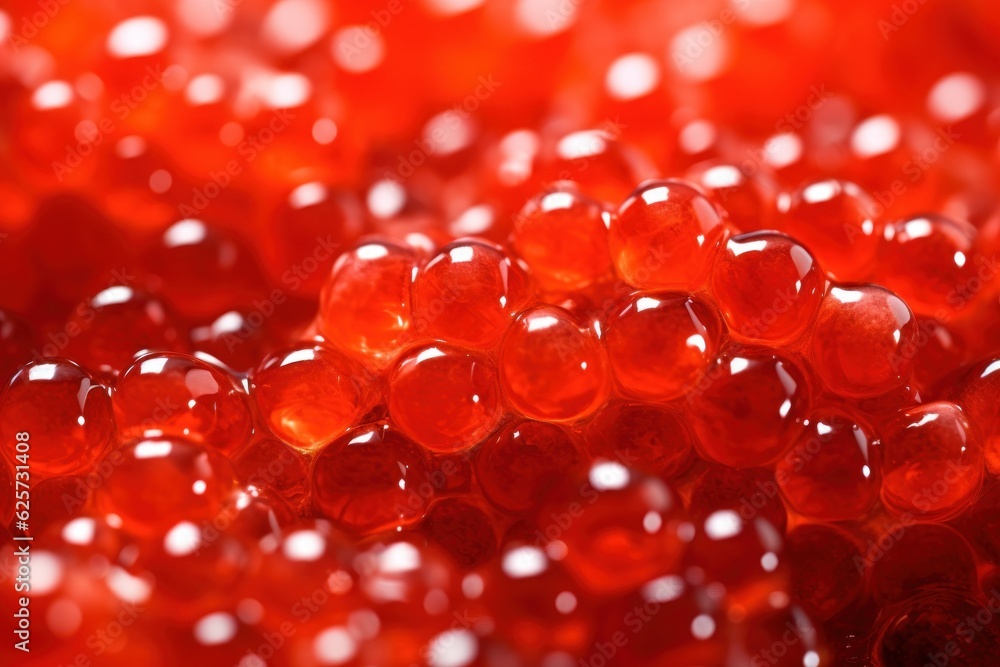 Red caviar macro view. Fish caviar close up. Ripe fresh trout orange seeds. Generative AI food Red caviar macro view. Fish caviar close up. Ripe fresh trout orange seeds. Generative AI food