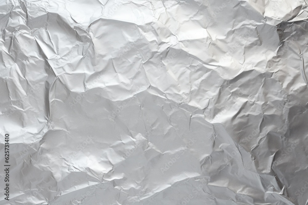 Fototapeta premium Crumpled paper background. Metallic foil texture. Gray wall surface. Silver cracked sheet generative by AI