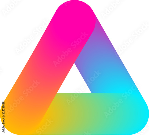 Colorful 3D Abstract Gradient Ramp Shape Illustration Isolated on a Transparent Background