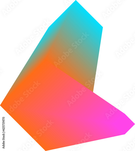 Colorful 3D Abstract Gradient Ramp Shape Illustration Isolated on a Transparent Background