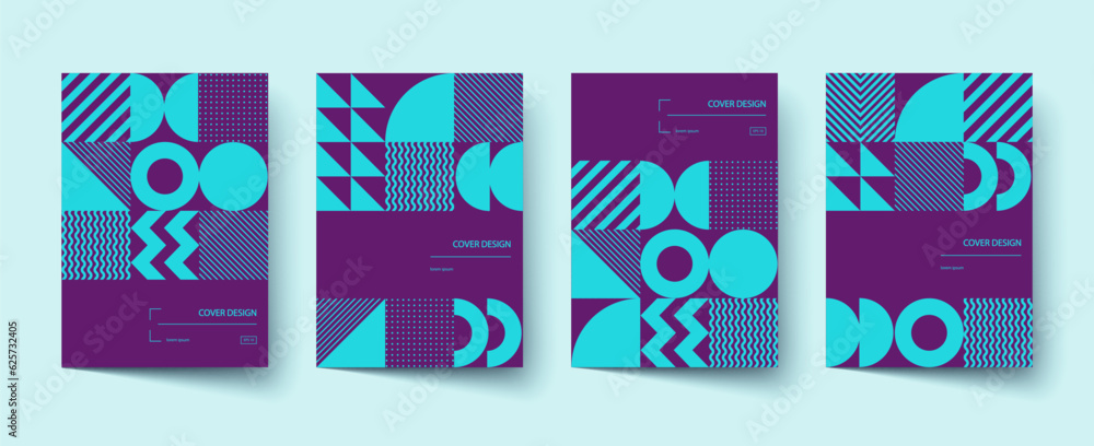 Naklejka premium Trendy covers design. Minimal geometric shapes compositions. Applicable for brochures, posters, covers and banners.