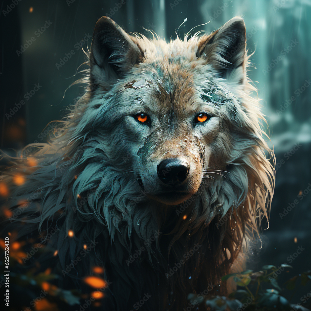 An energetic and majestic wolf art An energetic and majestic wolf art