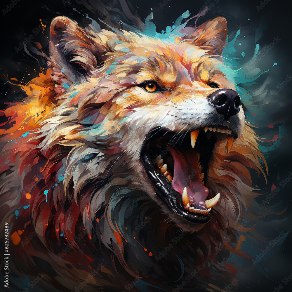 An energetic and majestic wolf art An energetic and majestic wolf art