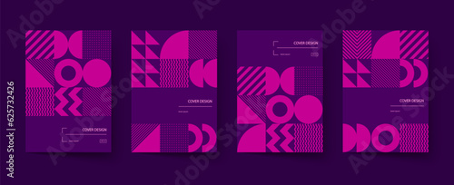 Trendy colorful covers design. Minimal simple bold shapes compositions. Modern geometric patterns set. Applicable for brochures, posters, covers and banners.