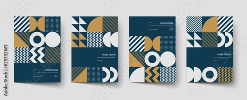 Trendy colorful covers design. Minimal simple bold shapes compositions. Modern geometric patterns set. Applicable for brochures, posters, covers and banners.