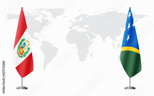 Peru and Solomon Islands flags for official meeting