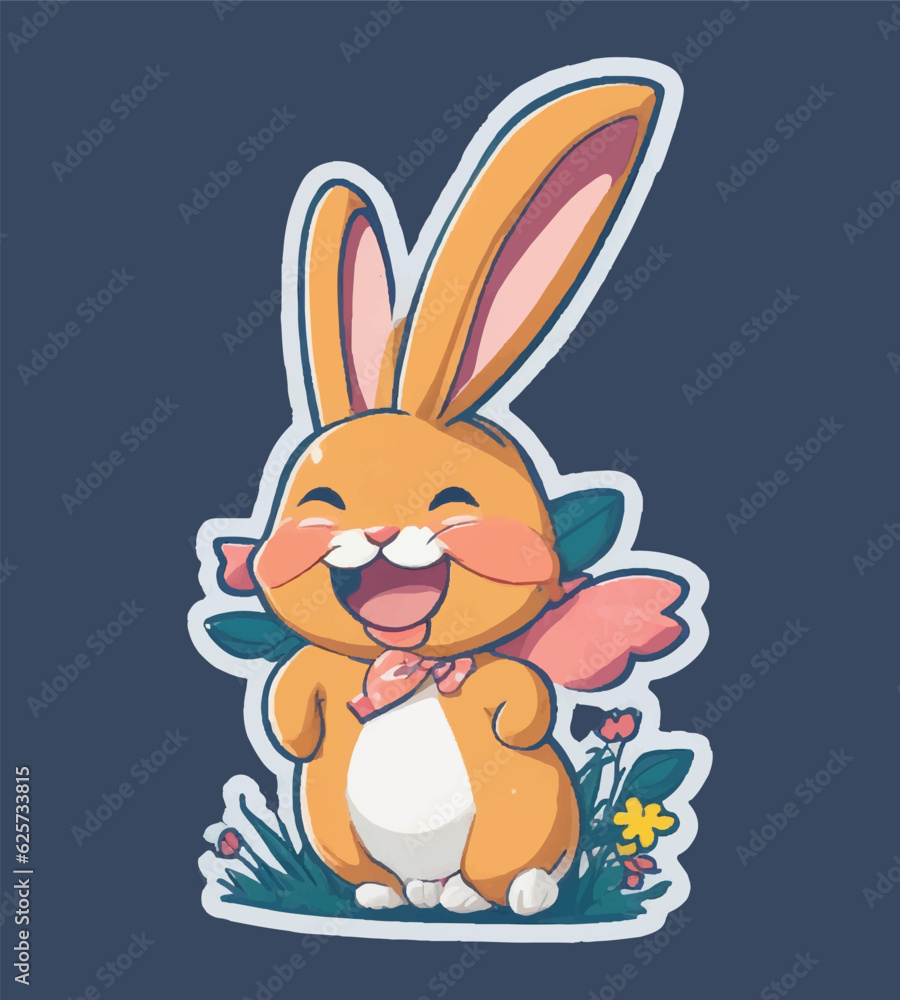 Rabbit sticker vector template. Hare animal character for t shirt design, scrapbook, mug, poster Rabbit sticker vector template. Hare animal character for t shirt design, scrapbook, mug, poster