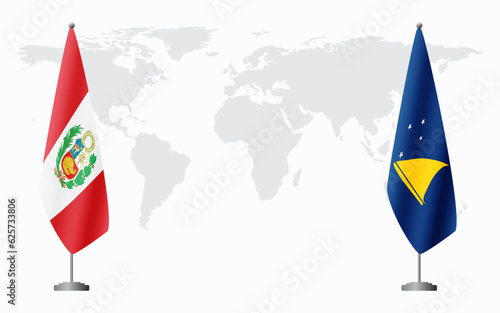 Peru and Tokelau flags for official meeting