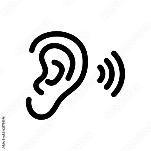 Ear vector icon, hearing symbol. Simple, flat illustration on white background..eps