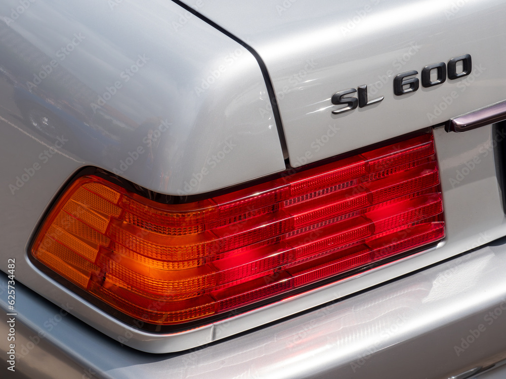 GERMANY - JUL 16, 2023: Rear Taillights and SL 600 Lettering on ...