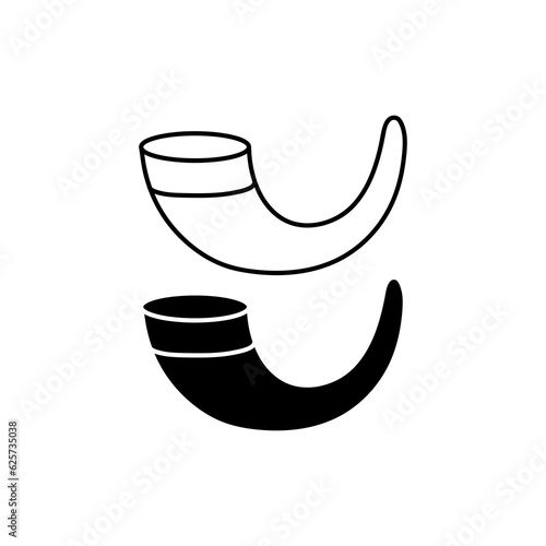 Shofar line icon, religion and israel, jewish horn sign, flat illustration on white bakground..eps