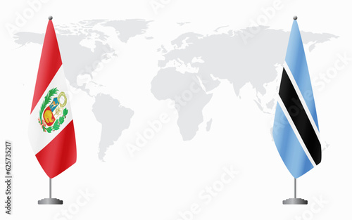 Peru and Botswana flags for official meeting