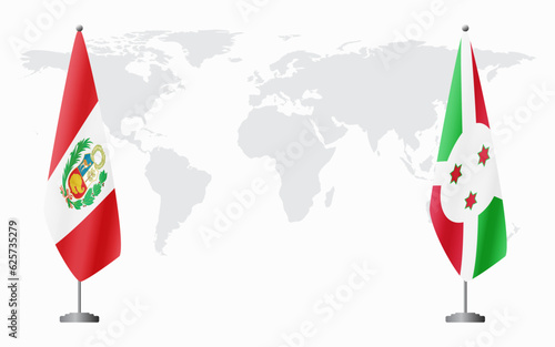 Peru and Burundi flags for official meeting