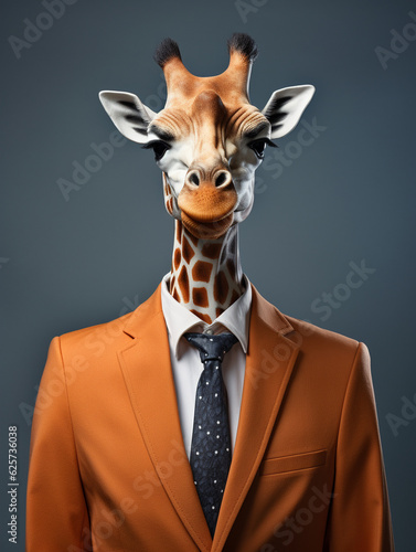 An Anthropomorphic Giraffe Dressed up as a Cool Business Man in a Suit | Generative AI