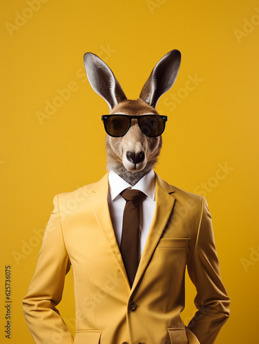An Anthropomorphic Kangaroo Dressed up as a Cool Business Man in a Suit   Generative AI © Nathan Hutchcraft