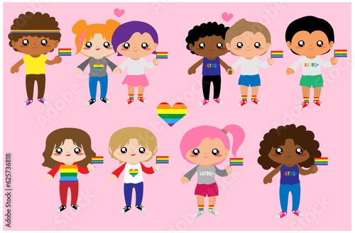 set de ilustraciones vectoriales de diferentes personas de  la comunidad LGTBQ+