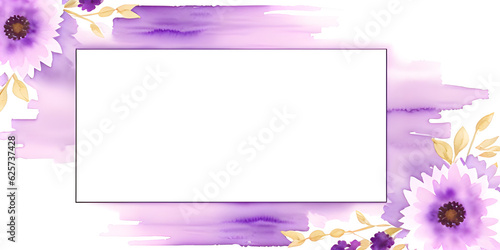 Pink and purple watercolor frame with flowers