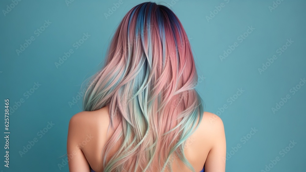 Sleek Ombre Balayage Hairstyle on Model Seen from Behind, Generative AI Sleek Ombre Balayage Hairstyle on Model Seen from Behind, Generative AI