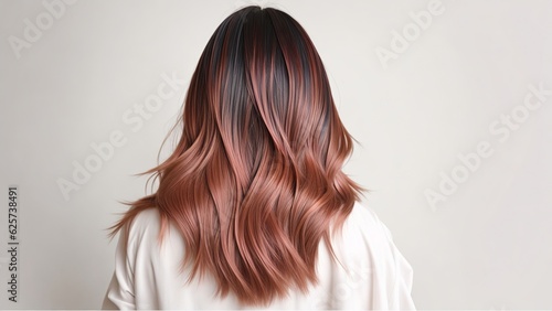 Modern Hair Trends Ombre or Balayage Technique on Woman's Hair from the Back, Generative AI
