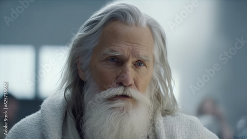 very old man with a gray lo...