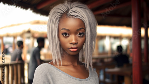 young adult woman standing ...