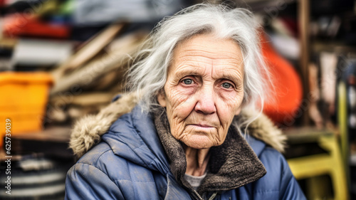old woman with gray hair an...