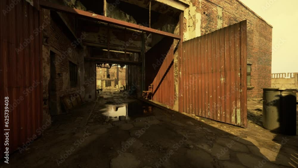 desolate factory zone with demolished structures and piles of litter on the ground desolate factory zone with demolished structures and piles of litter on the ground